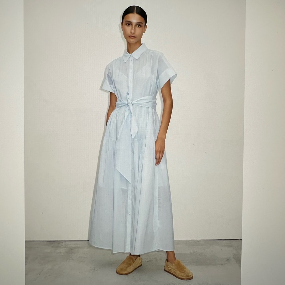 ME + EM Cotton Voile Blended Maxi Shirt Dress + Slip